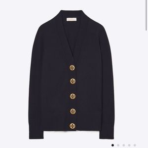 Tory Burch Black Wool Simone Cardigan-Small